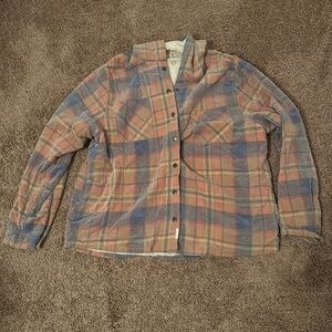 Plaid Sherpa lined hooded jacket